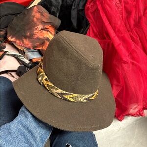 Charlotte Russe Brown Hat with Gold and Brown Band
